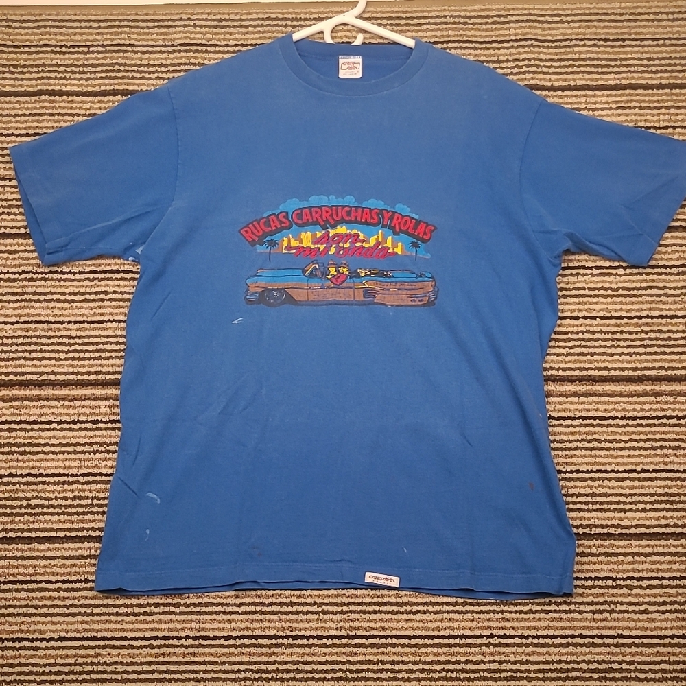 LOW RIDER Ruccas Carruchas Y Rolas Crazy Shirts Blue Cotton Mens XXL T Shirt VTG